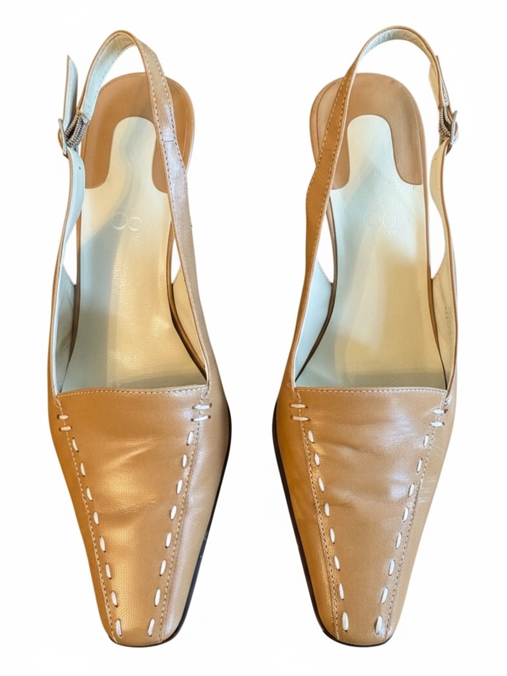 Franco Sarto Tan Leather Slingback Heels Size 8 - Picture 2 of 14